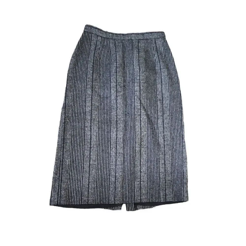 Vintage 80s Pencil Skirt Womens Size S Wool Gray Office Secretary Career